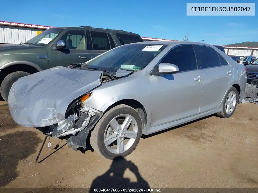 2012 Toyota Camry Se VIN: 4T1BF1FK5CU502047 Lot: 40417666