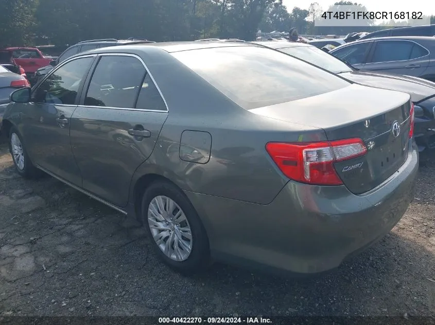 2012 Toyota Camry Le VIN: 4T4BF1FK8CR168182 Lot: 40422270