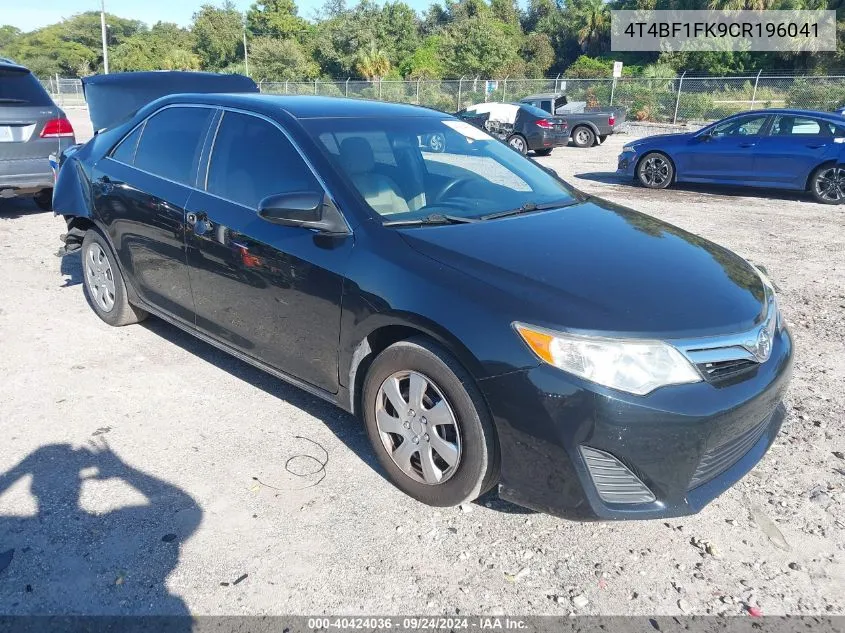 2012 Toyota Camry Se/Le/Xle VIN: 4T4BF1FK9CR196041 Lot: 40424036