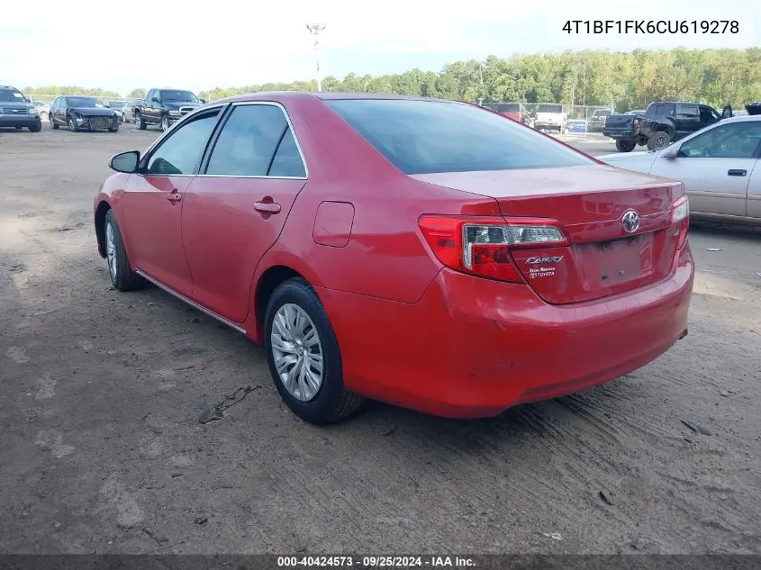 4T1BF1FK6CU619278 2012 Toyota Camry Le