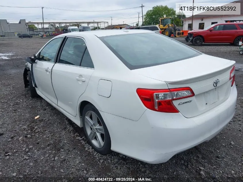 2012 Toyota Camry Se VIN: 4T1BF1FK8CU552392 Lot: 40424722