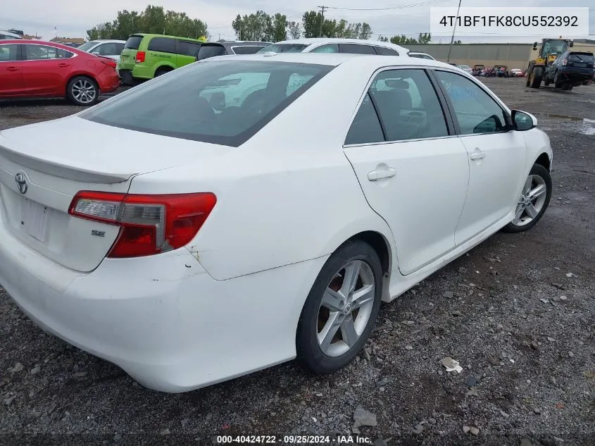 2012 Toyota Camry Se VIN: 4T1BF1FK8CU552392 Lot: 40424722