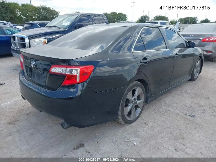 2012 Toyota Camry Se Limited Edition VIN: 4T1BF1FK8CU177815 Lot: 40425257