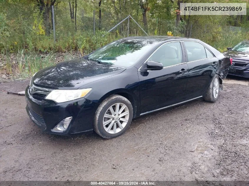 2012 Toyota Camry Xle VIN: 4T4BF1FK5CR239869 Lot: 40427864