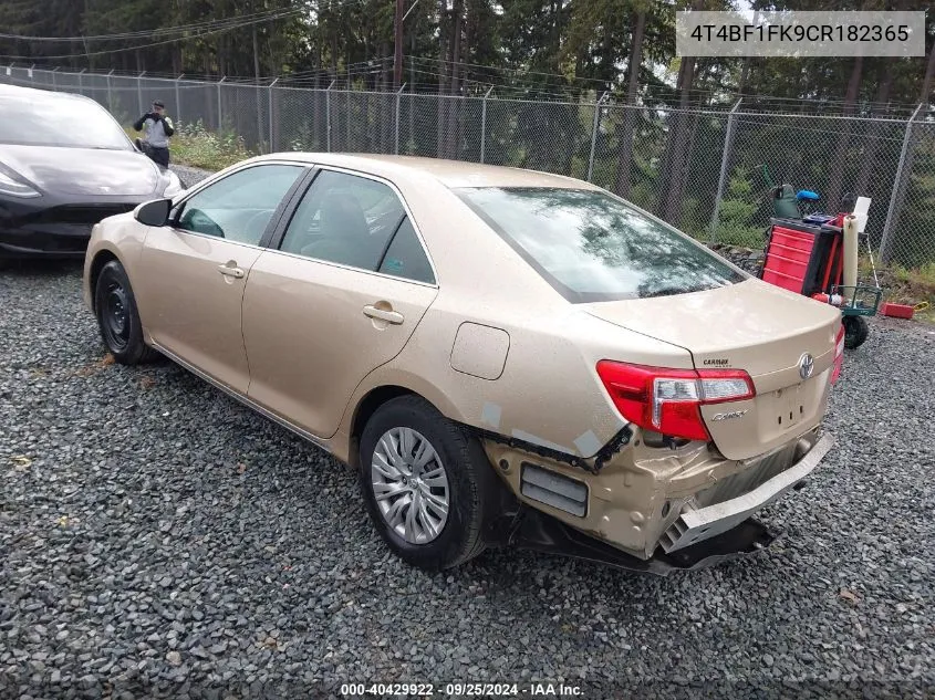 2012 Toyota Camry Le VIN: 4T4BF1FK9CR182365 Lot: 40429922