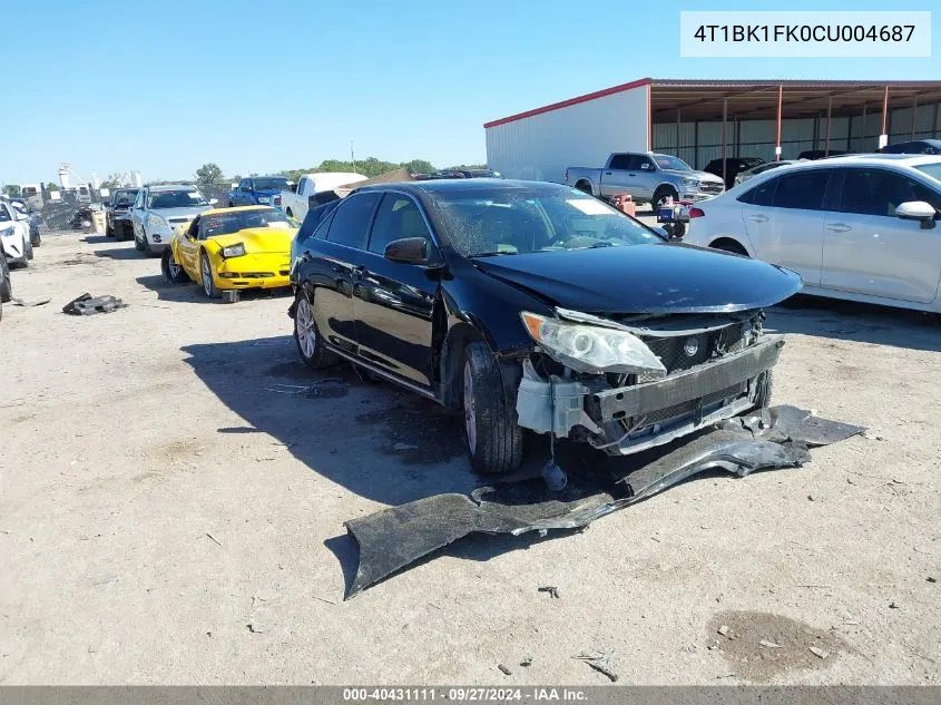 2012 Toyota Camry Xle V6 VIN: 4T1BK1FK0CU004687 Lot: 40431111