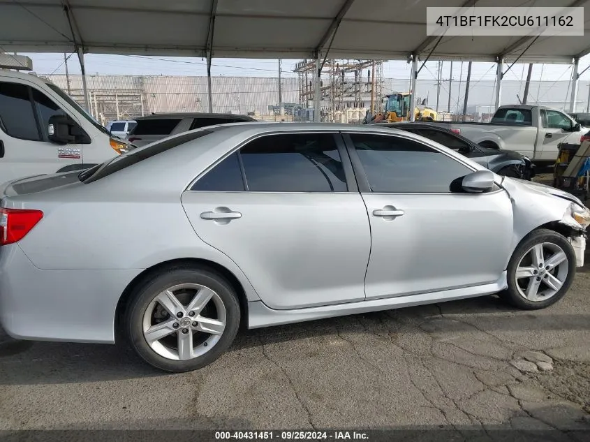 2012 Toyota Camry Se VIN: 4T1BF1FK2CU611162 Lot: 40431451