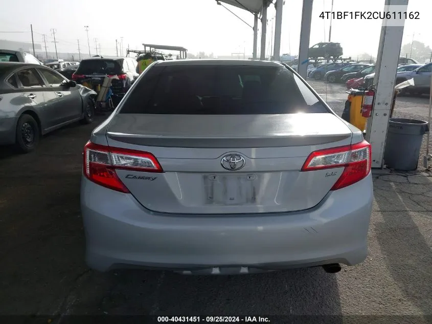 2012 Toyota Camry Se VIN: 4T1BF1FK2CU611162 Lot: 40431451