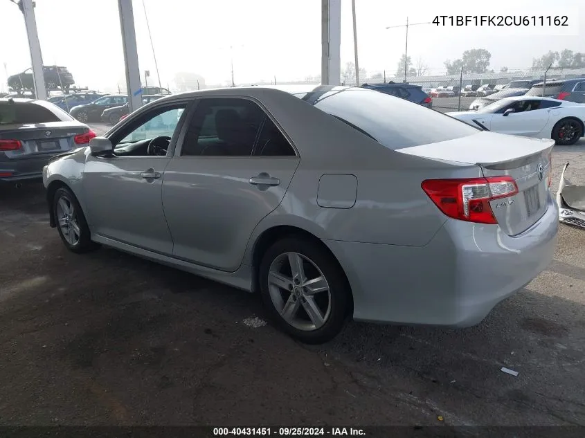 2012 Toyota Camry Se VIN: 4T1BF1FK2CU611162 Lot: 40431451