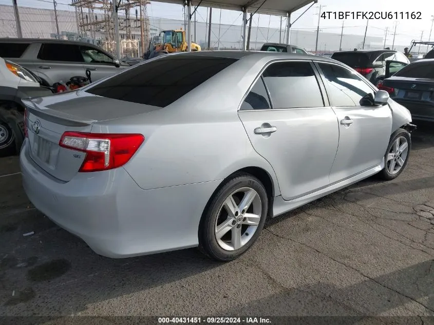 2012 Toyota Camry Se VIN: 4T1BF1FK2CU611162 Lot: 40431451