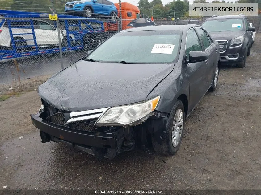 2012 Toyota Camry Le VIN: 4T4BF1FK5CR165689 Lot: 40432213