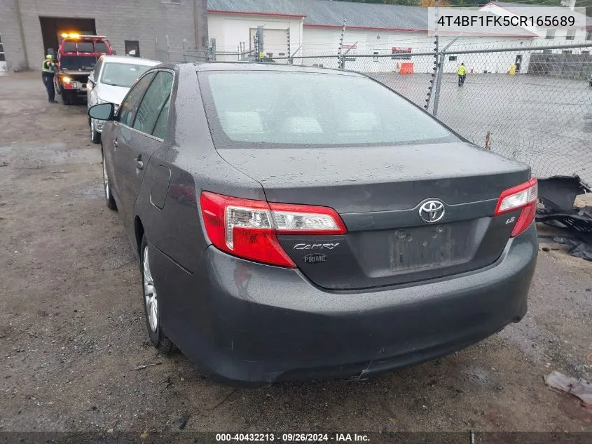 2012 Toyota Camry Le VIN: 4T4BF1FK5CR165689 Lot: 40432213