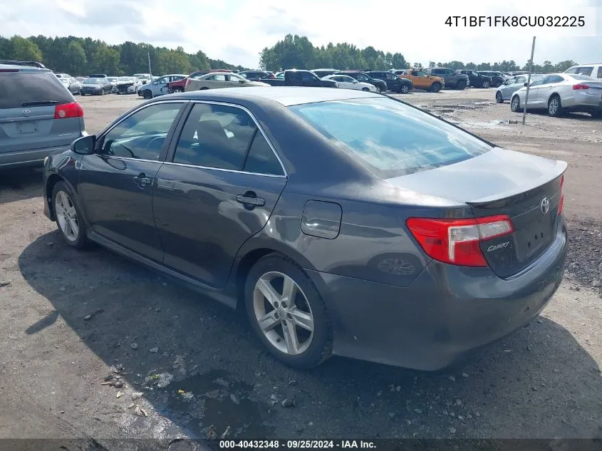 2012 Toyota Camry Se VIN: 4T1BF1FK8CU032225 Lot: 40432348