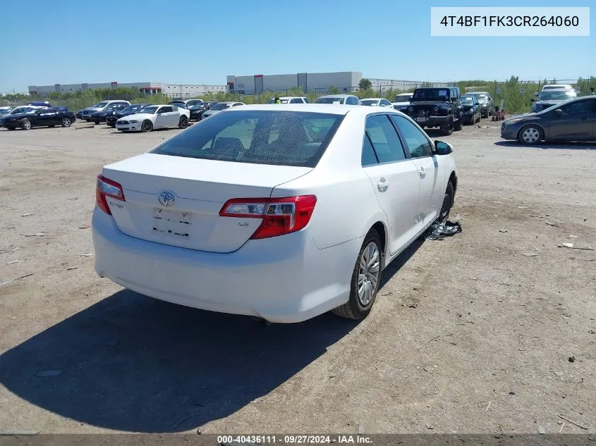 2012 Toyota Camry Le VIN: 4T4BF1FK3CR264060 Lot: 40436111