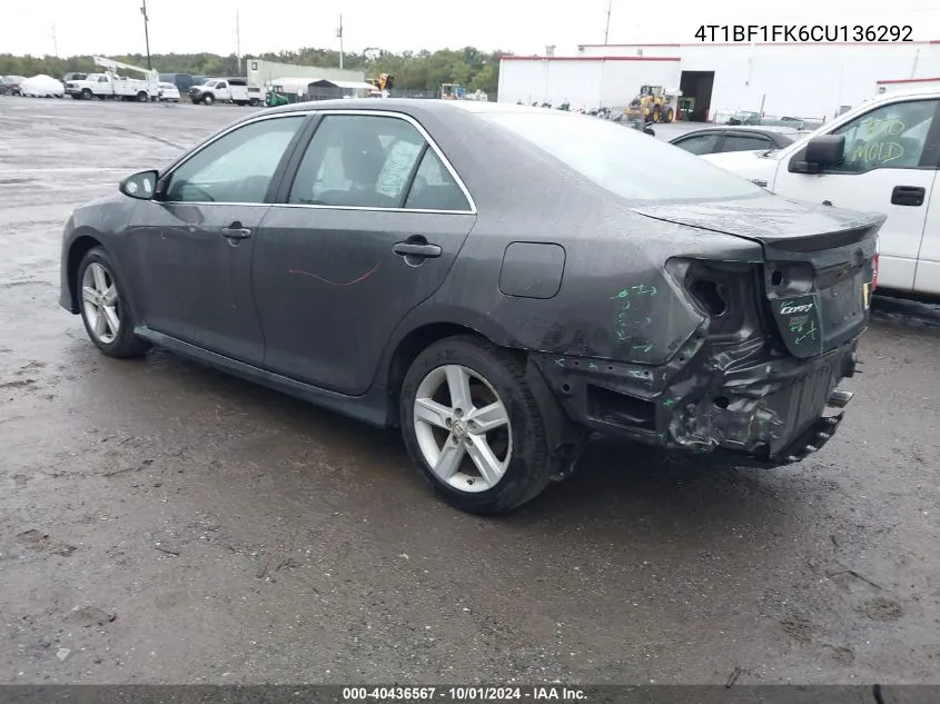 4T1BF1FK6CU136292 2012 Toyota Camry Se/Le/Xle