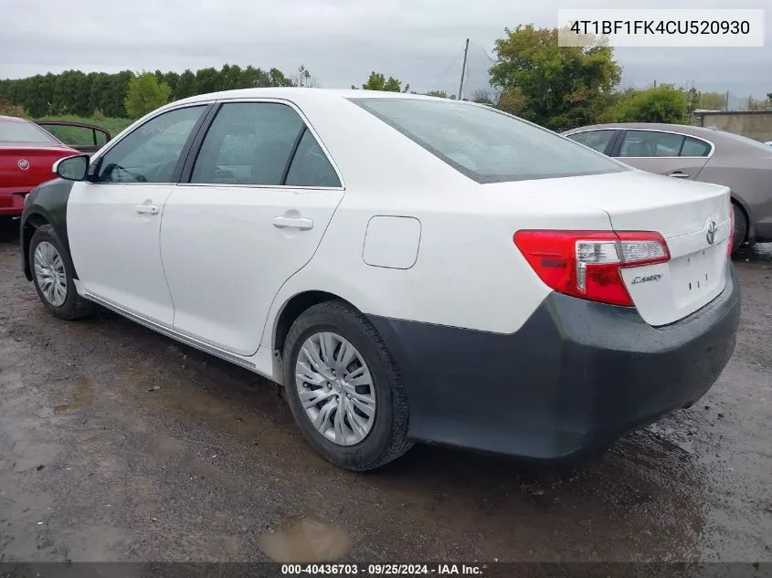 2012 Toyota Camry Le VIN: 4T1BF1FK4CU520930 Lot: 40436703