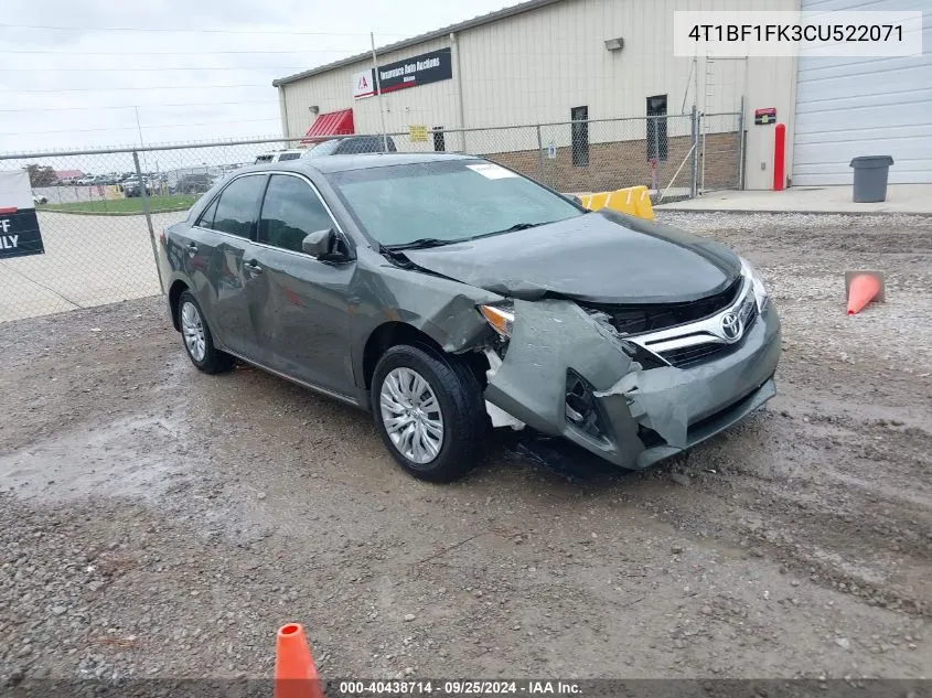 2012 Toyota Camry Le VIN: 4T1BF1FK3CU522071 Lot: 40438714