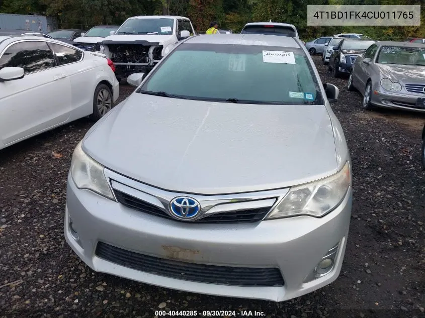 2012 Toyota Camry Hybrid Hybrid/Le/Xle VIN: 4T1BD1FK4CU011765 Lot: 40440285