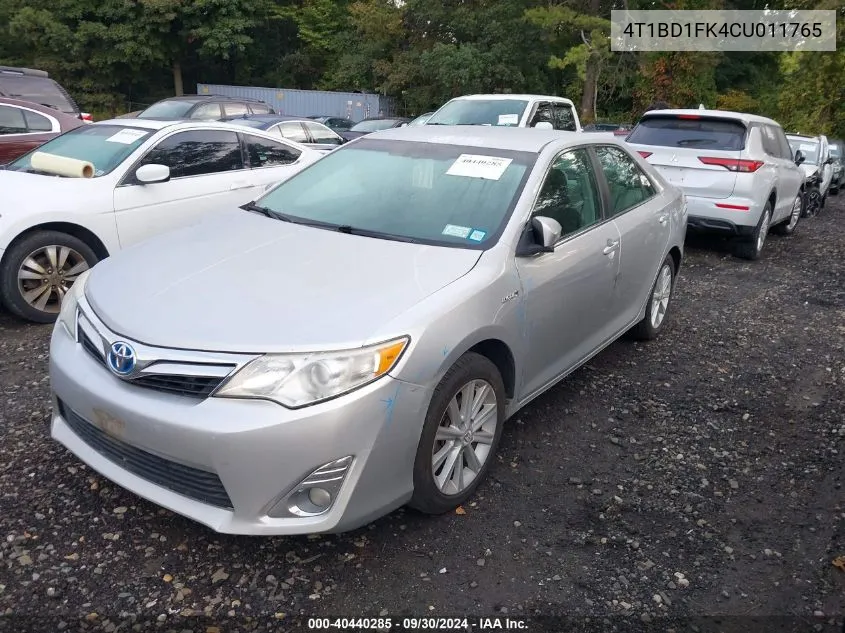 2012 Toyota Camry Hybrid Hybrid/Le/Xle VIN: 4T1BD1FK4CU011765 Lot: 40440285