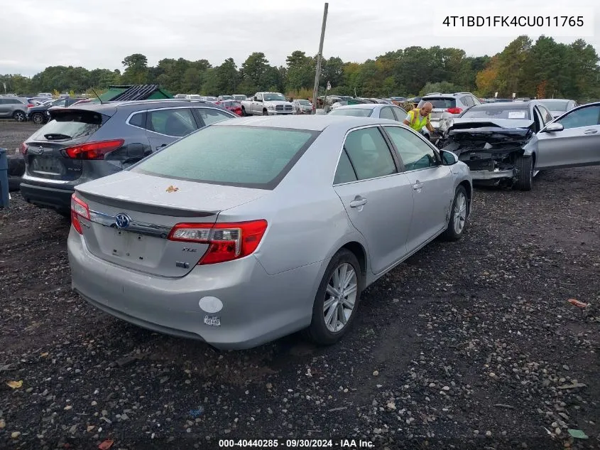 2012 Toyota Camry Hybrid Hybrid/Le/Xle VIN: 4T1BD1FK4CU011765 Lot: 40440285