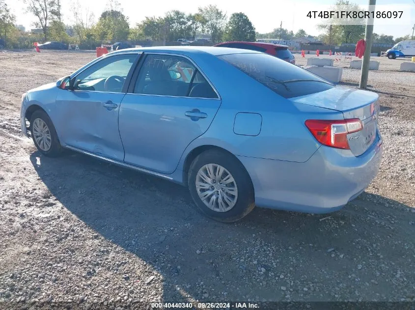 2012 Toyota Camry Se/Le/Xle VIN: 4T4BF1FK8CR186097 Lot: 40440340