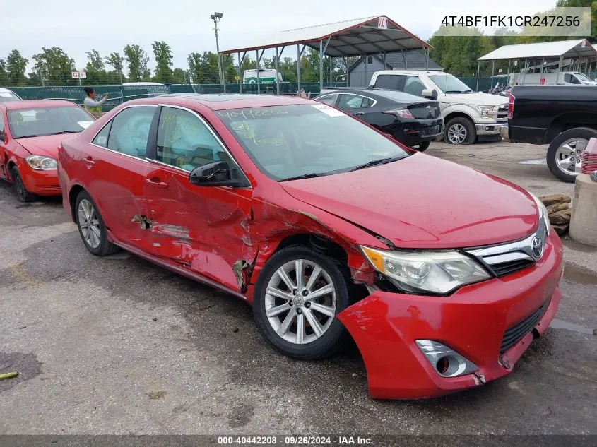 2012 Toyota Camry Xle VIN: 4T4BF1FK1CR247256 Lot: 40442208