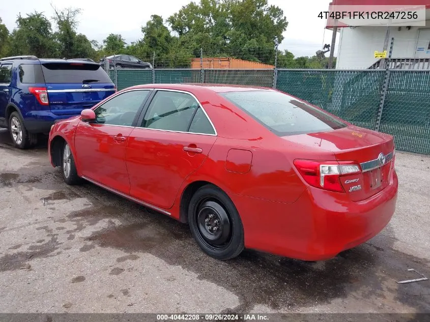 2012 Toyota Camry Xle VIN: 4T4BF1FK1CR247256 Lot: 40442208