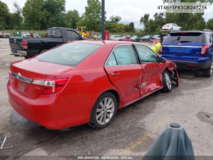 2012 Toyota Camry Xle VIN: 4T4BF1FK1CR247256 Lot: 40442208