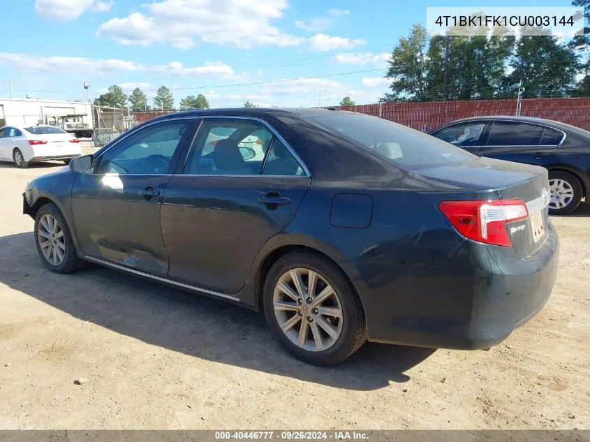 4T1BK1FK1CU003144 2012 Toyota Camry Xle V6