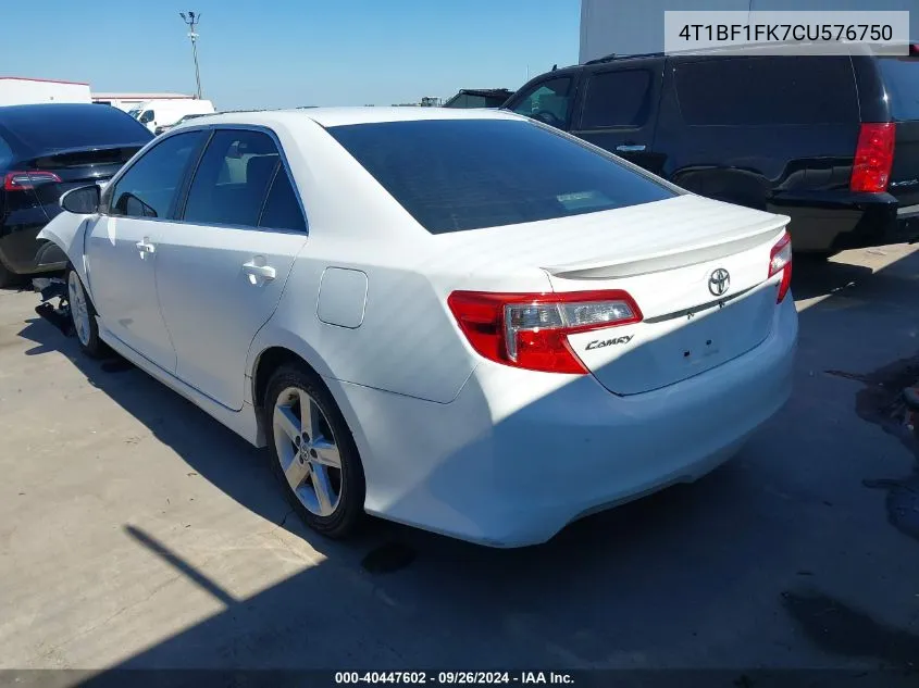 2012 Toyota Camry Se VIN: 4T1BF1FK7CU576750 Lot: 40447602