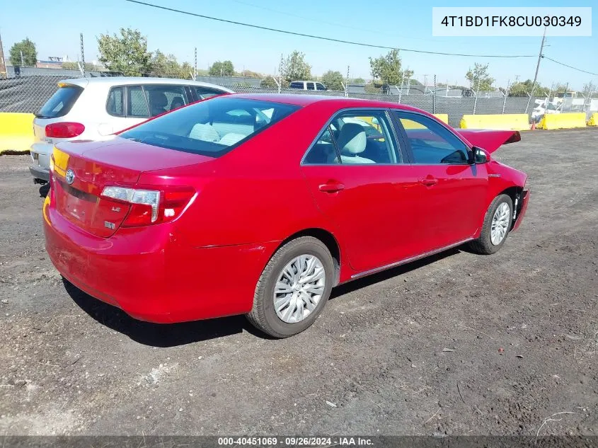 2012 Toyota Camry Hybrid Le VIN: 4T1BD1FK8CU030349 Lot: 40451069