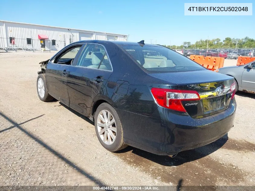 2012 Toyota Camry Se/Xle VIN: 4T1BK1FK2CU502048 Lot: 40452748