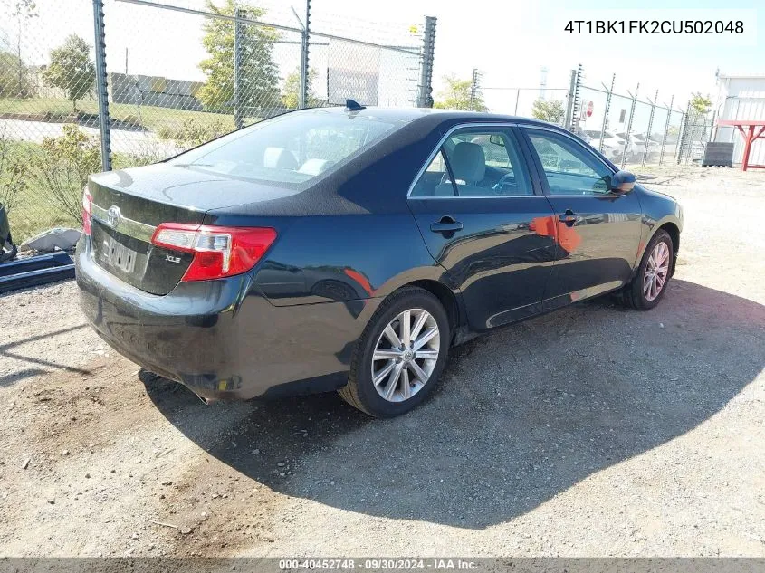 2012 Toyota Camry Se/Xle VIN: 4T1BK1FK2CU502048 Lot: 40452748