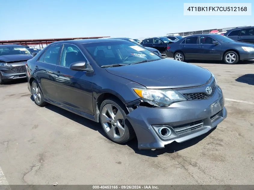 2012 Toyota Camry Se V6 VIN: 4T1BK1FK7CU512168 Lot: 40453165