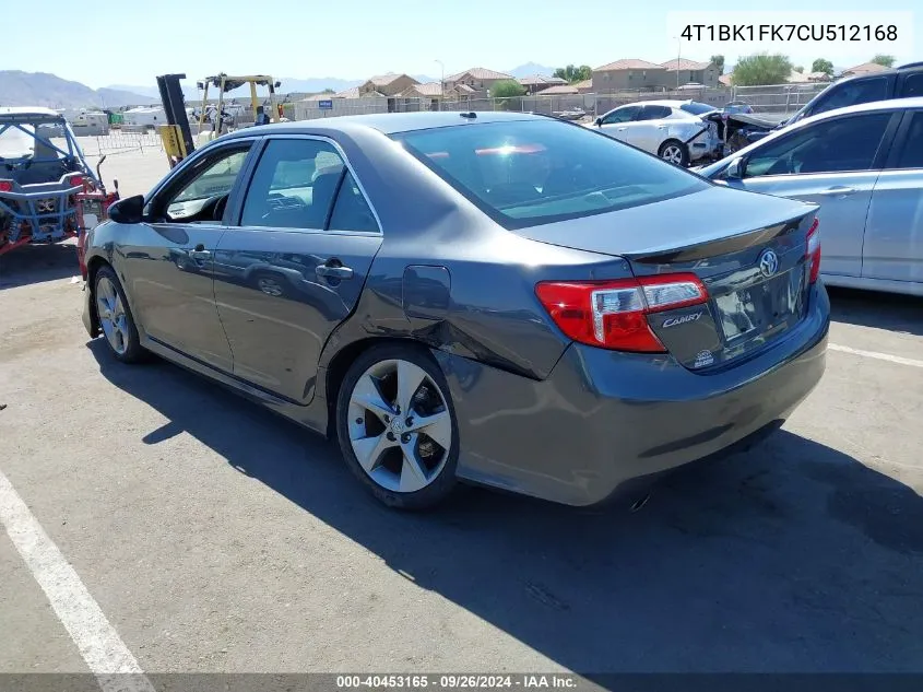 4T1BK1FK7CU512168 2012 Toyota Camry Se V6