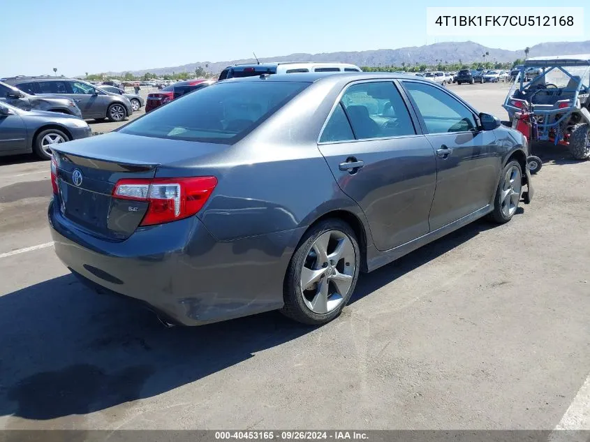 4T1BK1FK7CU512168 2012 Toyota Camry Se V6