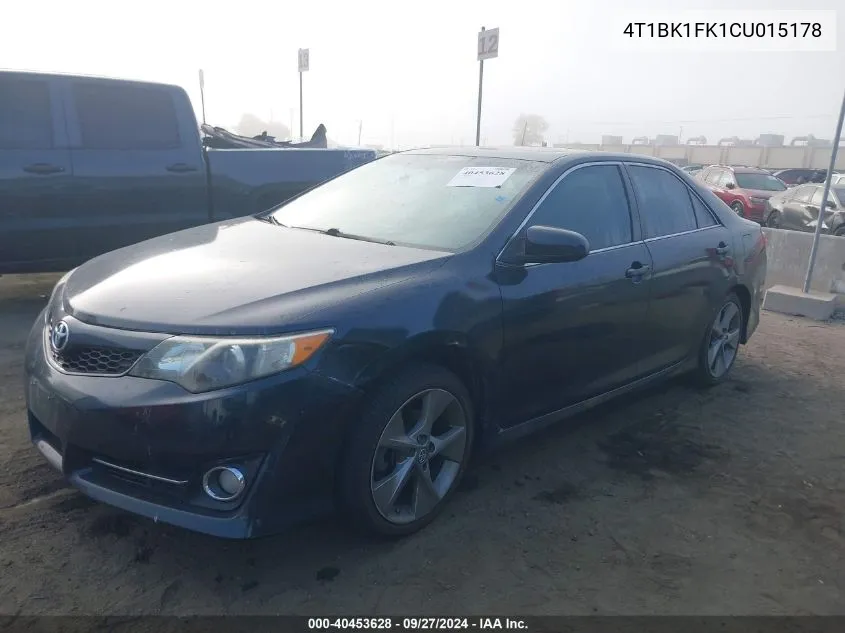 4T1BK1FK1CU015178 2012 Toyota Camry Se V6