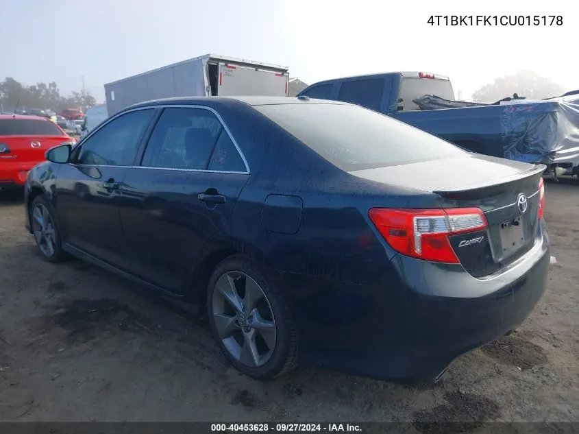 4T1BK1FK1CU015178 2012 Toyota Camry Se V6