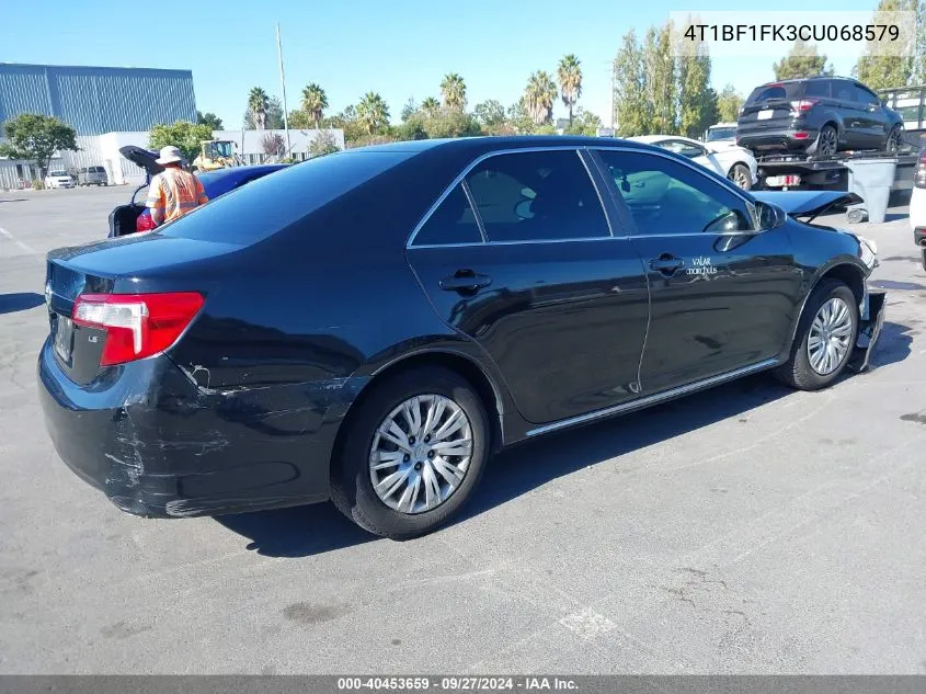 2012 Toyota Camry Le VIN: 4T1BF1FK3CU068579 Lot: 40453659