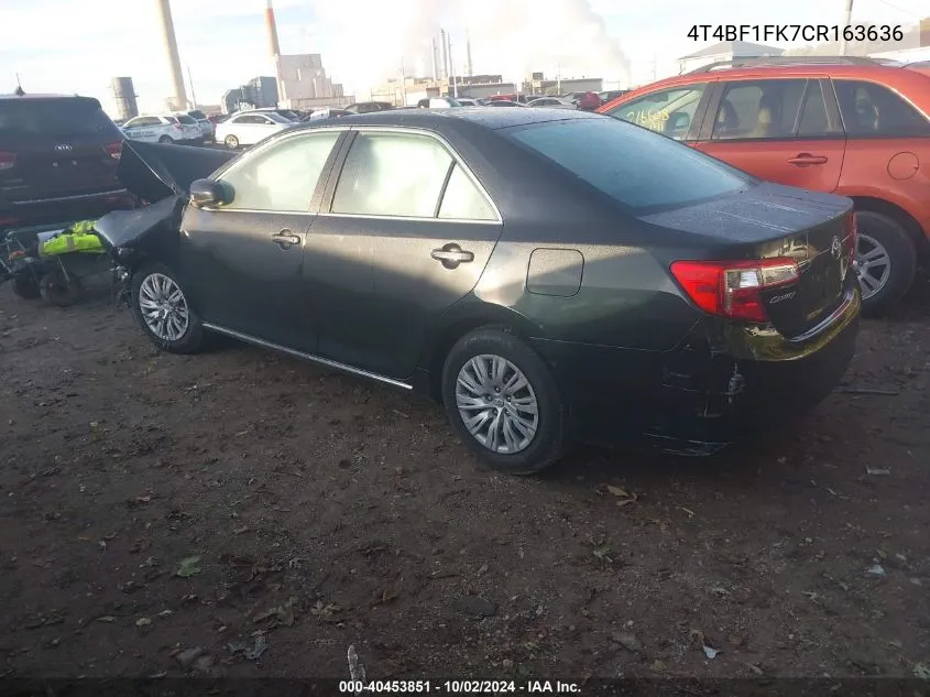 2012 Toyota Camry Le VIN: 4T4BF1FK7CR163636 Lot: 40453851