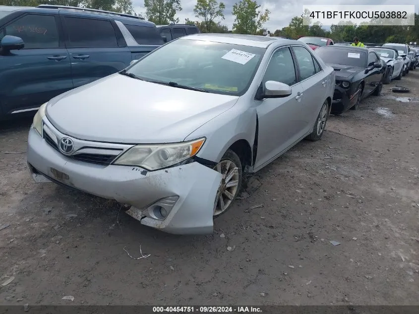 2012 Toyota Camry Xle VIN: 4T1BF1FK0CU503882 Lot: 40454751