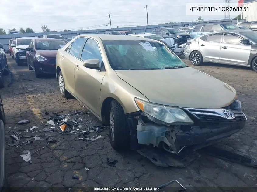 2012 Toyota Camry Se/Le/Xle VIN: 4T4BF1FK1CR268351 Lot: 40455216