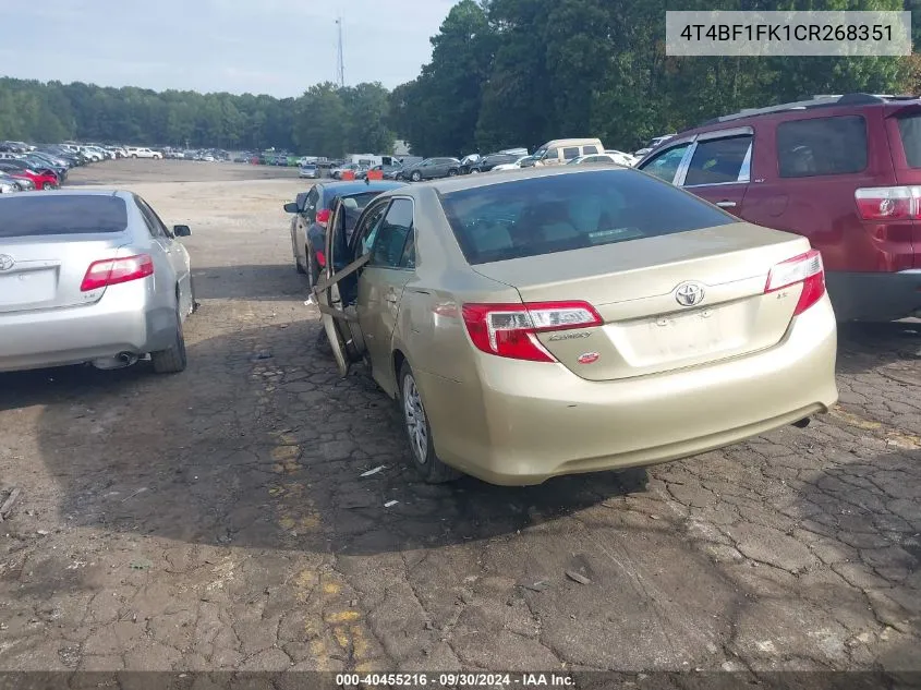 4T4BF1FK1CR268351 2012 Toyota Camry Se/Le/Xle