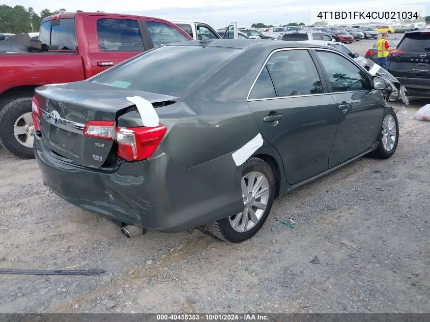 2012 Toyota Camry Hybrid/Le/Xle VIN: 4T1BD1FK4CU021034 Lot: 40455353