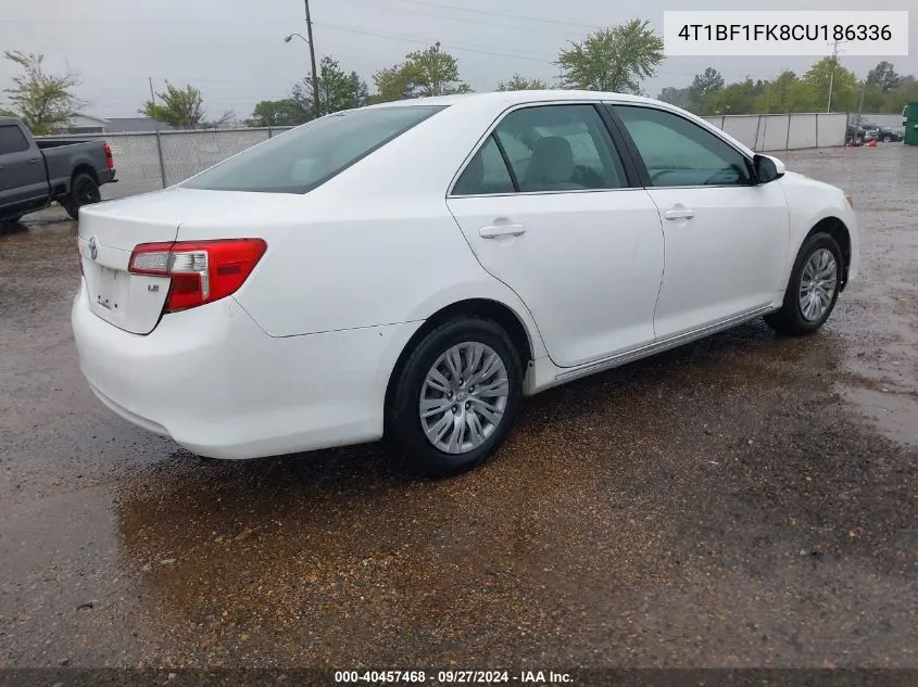 2012 Toyota Camry Le VIN: 4T1BF1FK8CU186336 Lot: 40457468