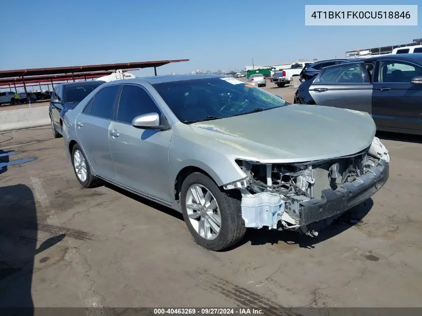 2012 Toyota Camry Xle V6 VIN: 4T1BK1FK0CU518846 Lot: 40463269