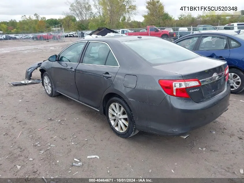 2012 Toyota Camry Xle V6 VIN: 4T1BK1FK5CU520348 Lot: 40464671