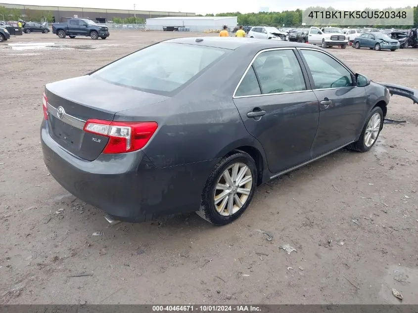 2012 Toyota Camry Xle V6 VIN: 4T1BK1FK5CU520348 Lot: 40464671