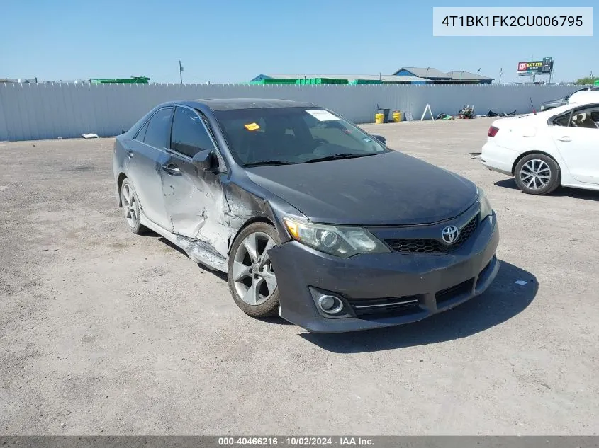 2012 Toyota Camry Se V6 VIN: 4T1BK1FK2CU006795 Lot: 40466216