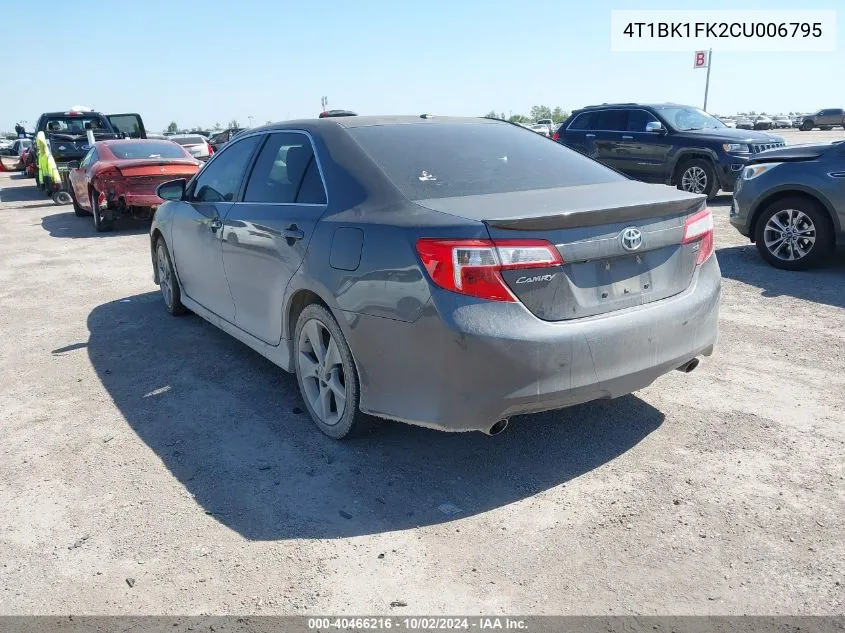 4T1BK1FK2CU006795 2012 Toyota Camry Se V6